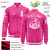 Custom Pink White Bomber Varsity Letterman Zipper Jacket
