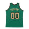 Custom Kelly Green Old Gold-Black Authentic Throwback Basketball Jersey