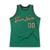 Custom Kelly Green Old Gold-Black Authentic Throwback Basketball Jersey