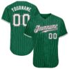 Custom Kelly Green White Pinstripe White-Gray Authentic Baseball Jersey