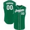 Custom Kelly Green White-Gray Authentic Sleeveless St Patricks Day Baseball Jersey