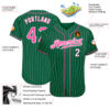 Custom Kelly Green White Pinstripe Pink-White Authentic Baseball Jersey