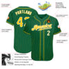 Custom Kelly Green Gold Pinstripe Gold-White Authentic Baseball Jersey
