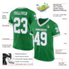 Custom Grass Green White-Gray Mesh Authentic Throwback Football Jersey