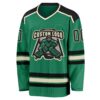 Custom Kelly Green Cream-Black Hockey Jersey
