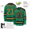 Custom Kelly Green Old Gold-Black Hockey Jersey