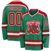 Custom Kelly Green Red-White Hockey Jersey