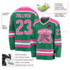 Custom Kelly Green Pink-White Hockey Jersey