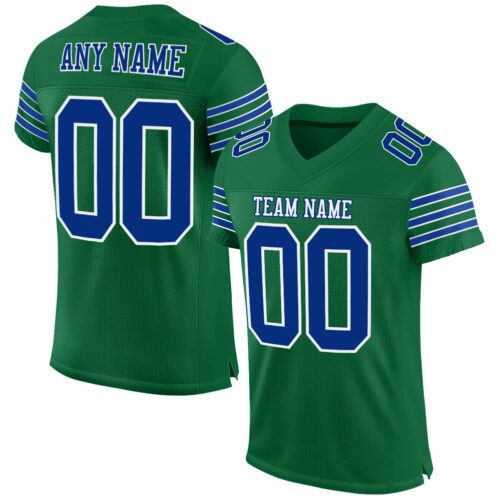 KellyGreen0299 Custom Kelly Green Royal-White Mesh Authentic Football Jersey