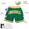 Custom Kelly Green White-Gold Authentic Throwback Basketball Shorts