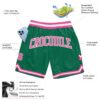 Custom Kelly Green Pink-White Authentic Throwback Basketball Shorts