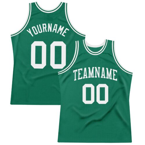 KellyGreen0374 Custom Kelly Green White Authentic Throwback Basketball Jersey