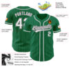 Custom Kelly Green White Pinstripe White Black-Gray Authentic Baseball Jersey