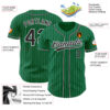Custom Kelly Green White Pinstripe Black Authentic Baseball Jersey