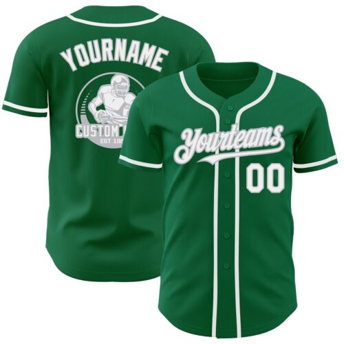 KellyGreen0444 Custom Kelly Green White-Gray Authentic Baseball Jersey
