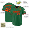 Custom Kelly Green Orange-Black Authentic Throwback Baseball Jersey
