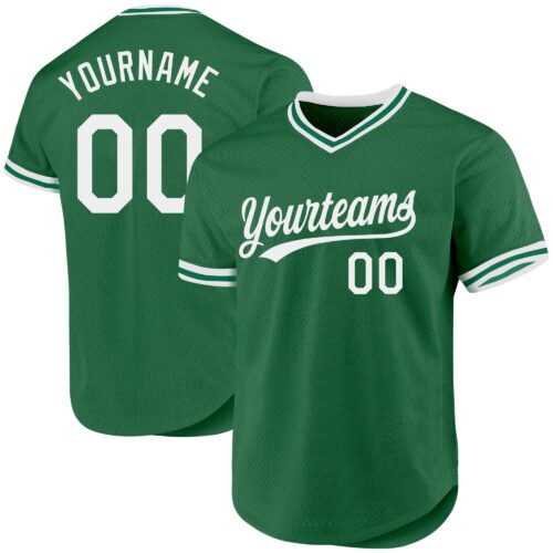 KellyGreen0518 Custom Kelly Green White Authentic Throwback Baseball Jersey