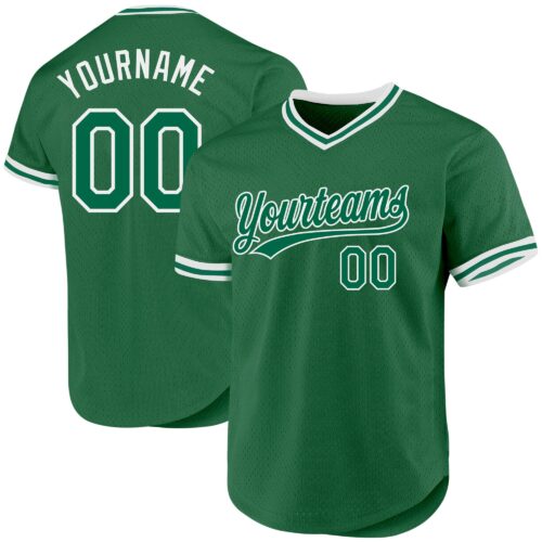 KellyGreen0519 Custom Kelly Green White Authentic Throwback Baseball Jersey