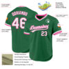 Custom Kelly Green White-Pink Authentic Throwback Baseball Jersey