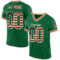 KellyGreen0632 Custom Kelly Green Vintage USA Flag Cream-Red Mesh Authentic Throwback Football Jersey