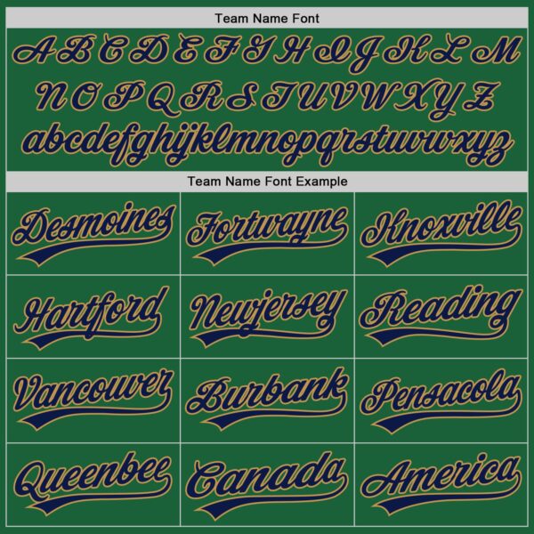 Custom Kelly Green Navy-Old Gold Authentic Throwback Baseball Jersey