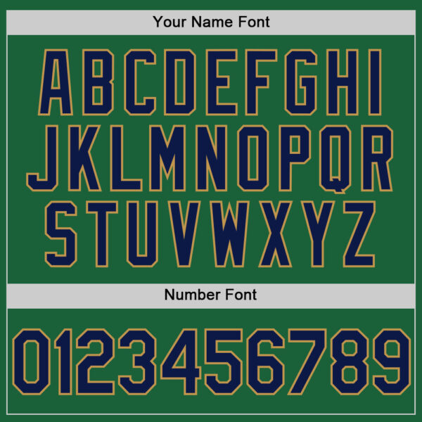 Custom Kelly Green Navy-Old Gold Authentic Throwback Baseball Jersey