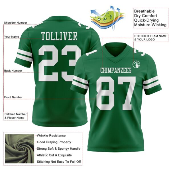 Custom Kelly Green White Authentic Football Jersey