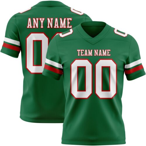 Custom Kelly Green White-Red Authentic Football Jersey