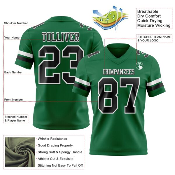 Custom Kelly Green Black-White Authentic Football Jersey