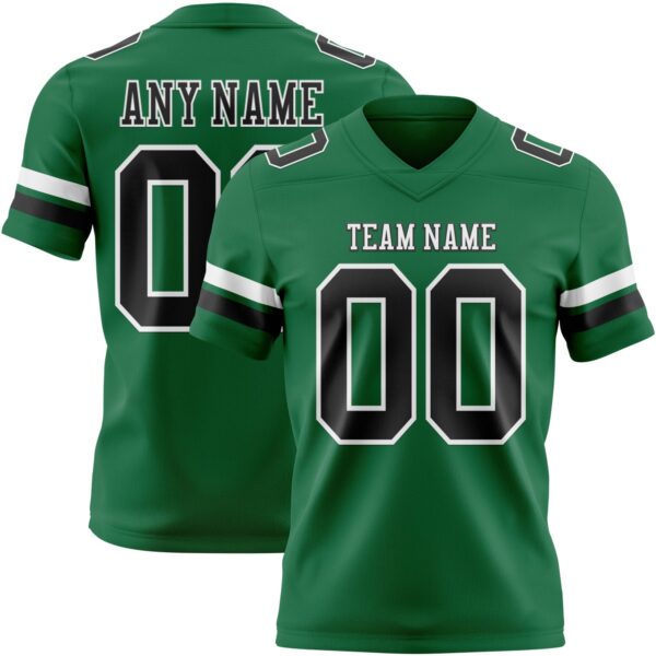 Custom Kelly Green Black-White Authentic Football Jersey