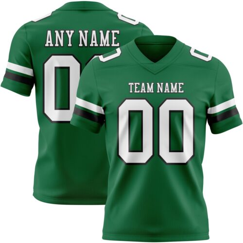 Custom Kelly Green White-Black Authentic Football Jersey