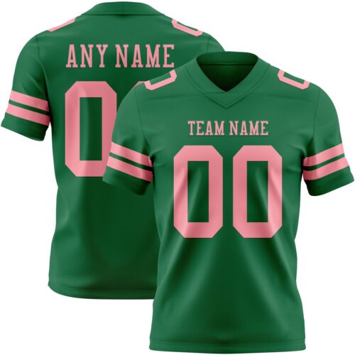 KellyGreen0765 Custom Kelly Green Medium Pink Authentic Football Jersey