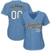 Custom Light Blue White Pinstripe White-Old Gold Authentic Baseball Jersey
