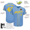 Custom Light Blue Gold Authentic Baseball Jersey