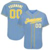 Custom Light Blue Gold Pinstripe Gold-White Authentic Baseball Jersey