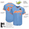 Custom Light Blue Orange-White Authentic Baseball Jersey