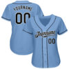 Custom Light Blue Black-White Authentic Baseball Jersey