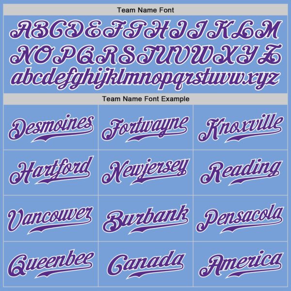 Custom Light Blue Purple-White Authentic Baseball Jersey