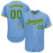 Custom Light Blue Kelly Green-Gold Authentic Baseball Jersey