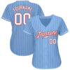 Custom Light Blue White Pinstripe White-Red Authentic Baseball Jersey