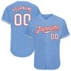 Custom Light Blue White Pinstripe White-Red Authentic Baseball Jersey