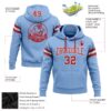 Custom Stitched Light Blue Red-White Football Pullover Sweatshirt Hoodie