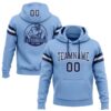 Custom Stitched Light Blue Navy-White Football Pullover Sweatshirt Hoodie