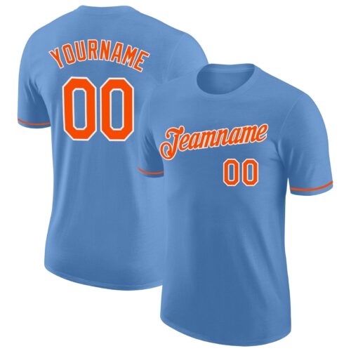 LightBlue0297 Custom Light Blue Orange-White Performance T-Shirt