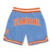Custom Light Blue Orange-White Authentic Throwback Basketball Shorts