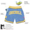Custom Light Blue Gold-White Authentic Throwback Basketball Shorts