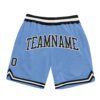 Custom Light Blue Black-White Authentic Throwback Basketball Shorts