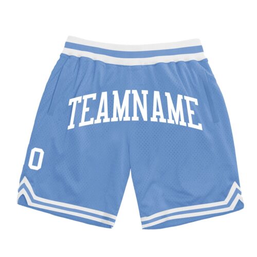 LightBlue0329 Custom Light Blue White Authentic Throwback Basketball Shorts