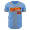Custom Light Blue Red-Gold Authentic Baseball Jersey