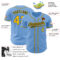 Custom Light Blue Black-Gold Authentic Baseball Jersey